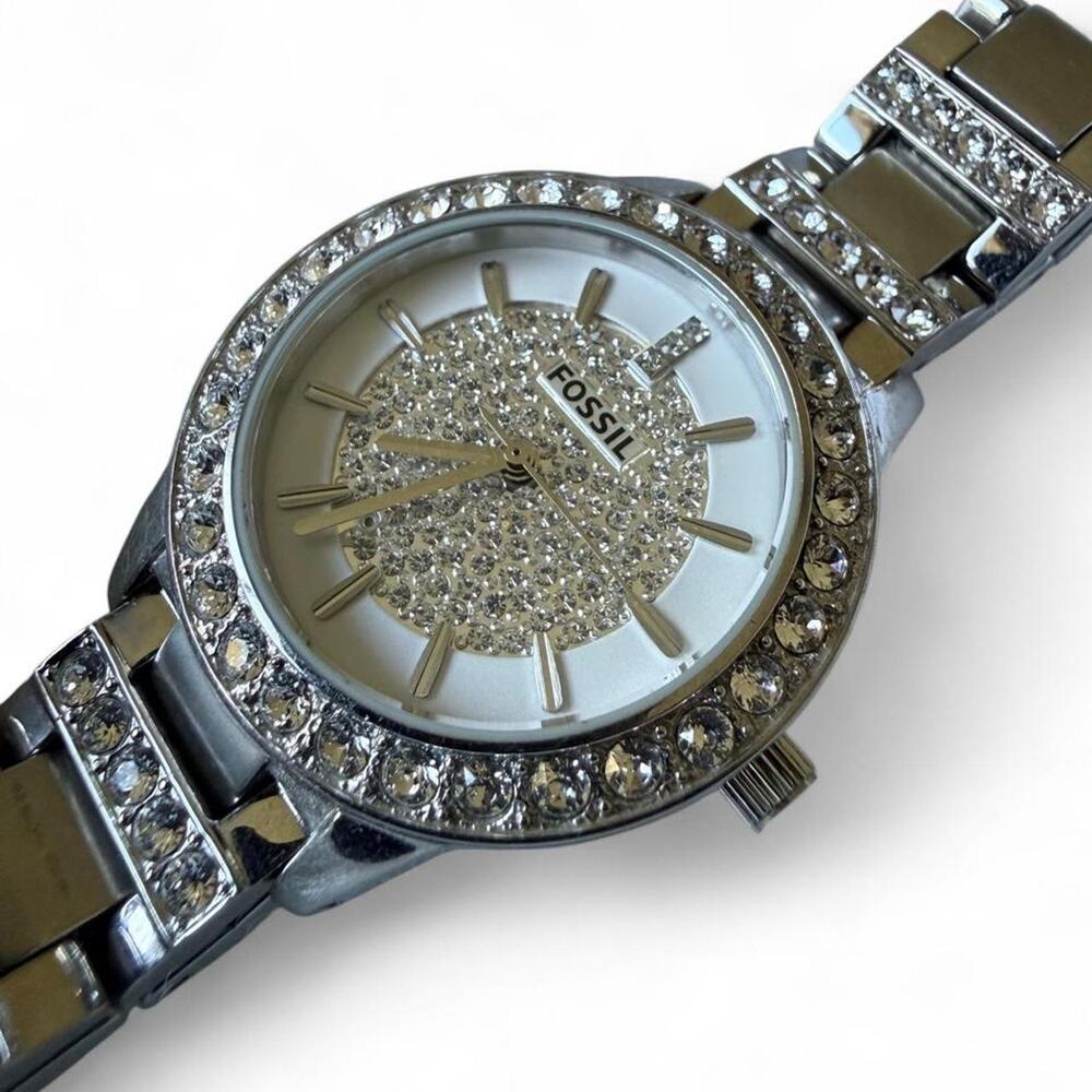 Fossil silver watch with diamond